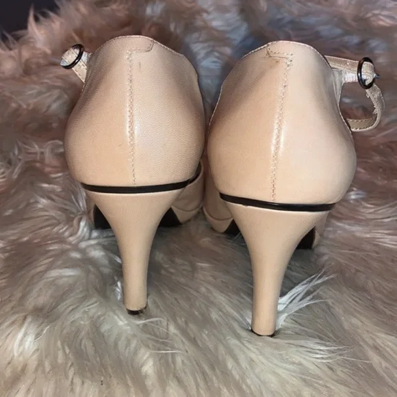 Nine West Playground Leather Pumps w/ Ankle Strap Nude Womens Shoe Size 9.5M - Picture 4 of 15